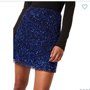 NWT French Connection EERO Sequin Blue/Black Skirt Size 10